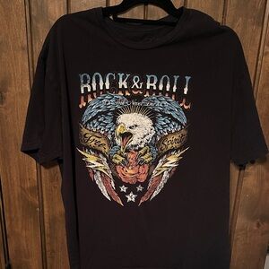 Rock & Roll Eagle Graphic Tee - Black